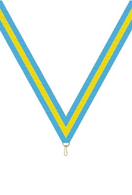 Ruban Médaille  Bleu ciel/Jaune/Bleu ciel : 6054